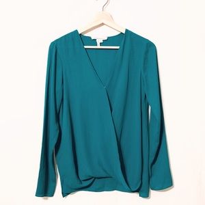 BCBGeneration Sexy Surplice Faux Wrap Green Top